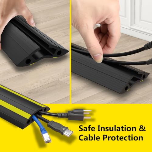 Image of Eapele Floor Cord Cover 6.5ft Cord Covers for Wires on Floor, Linkable Heavy Duty Extension Cord Cover, Rubber Floor Cable Cover, Prevent Trip Hazard for Sidewalk Home Office Outdoor or Indoor