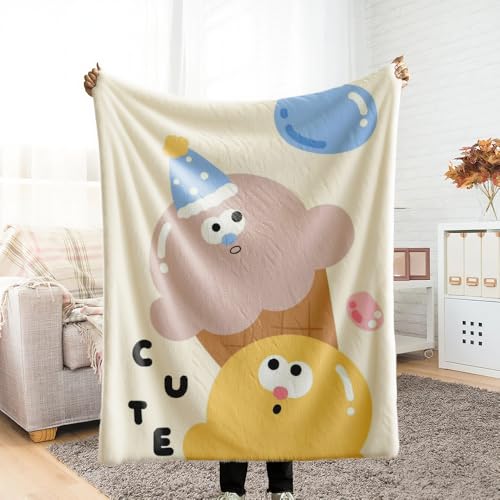 ふわとろ 毛布 ふわとろ毛布 ソファーカバー ひざ掛け アイスクリームキャラクターとろふわ もふもふ 敷き布団カバー ひざ掛け 冬用 キャンプ 静電防止 軽い 柔らかく肌触り 速乾 暖かい