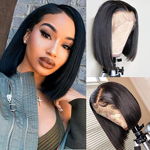 LUMIERE Hair Straight Bob Wigs Human Hair Lace Front Wig with Baby Hair Pre-Plucked 14 inch Virgin Straight Human Hair 13x4 Lace Frontal Wig Straight Bob Wigs Human Hair 150% Density Natural Black