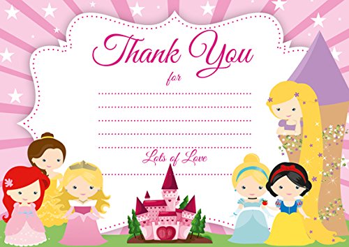 ABV Designs 10 x ALL PRINCESSES Thank you cards (with Pink envelopes)