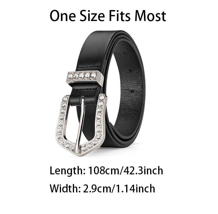 COTIM COYIN Women's PU Leather Belt Alloy Buckle With Crystal Diamond for Jeans Dresses Pants3