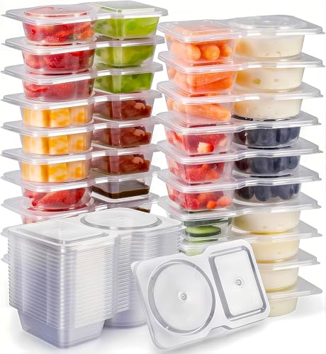 Reusable Snack Containers with Lids 20Pcs,New Snack Containers,Snackle Box Container Portion Control,Snack Pack Containers,Double Compartment Snack Containers for On-the-Go Meals and Camping