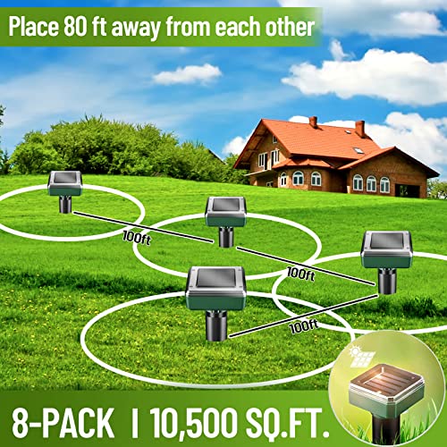 Solar Powered Mole And Groundhog Repellent Stakes Outdoor Sonic Gopher Deterrent Spikes Vole Chaser Instead Of Traps Killers Pest Control For Garden Yard Waterproof, 8 Packs #TOP3