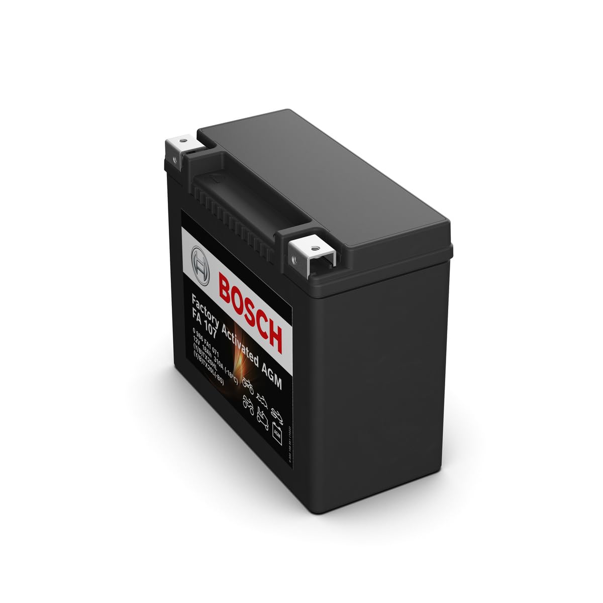 Bosch FA107 - Batería para Motocicletas AGM - 12V 310A 18Ah - Adecuada para motocicletas, motos de enduro, scooters, quads, motos de agua - Compatible M6023, BTX20HL, BTX20L-BS, BTX20L