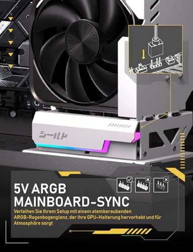 EZDIY-FAB Shield ARGB - Soporte vertical para GPU con cable elevador PCIe 5.0, soporte vertical de GPU compatible con la serie RTX 50, ángulo ajustable de 20 grados, instalación magnética y ranura de - imagen 6