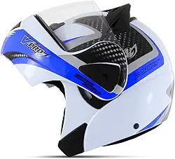 CAPACETE ESCAMOTEÁVEL PRO TORK V-PRO JET 2 CARBON BRANCO - AZUL TAM. 60