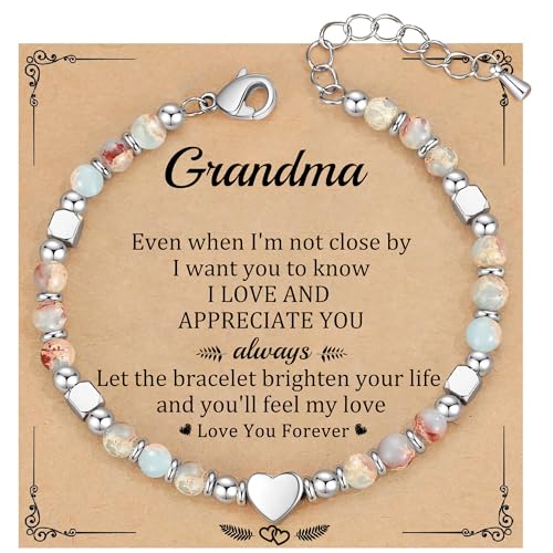 Christmas Gifts for Women, Stocking Stuffers for Teens Beaded Bracelets for Women Gifts for Mom Christmas Gift Mothers Day Gift for Grandma Daughter Bonus Mom Nature Stone Bead Bracelet Graduation Jewelry for Her 2026