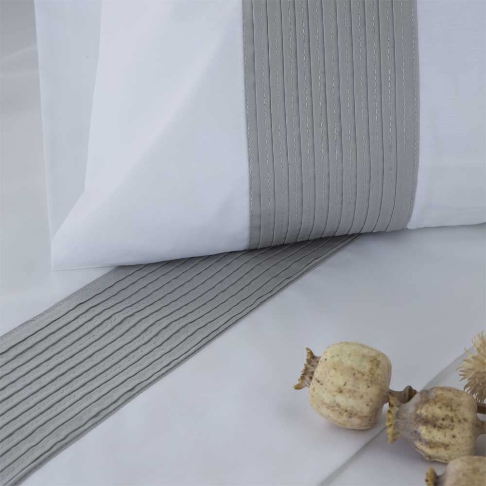 Parure de lit Gorbea gris percale 100 % coton 180 fils couleur blanc lit de 160 x 190/200 100 % percale coton