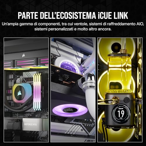 CORSAIR iCUE LINK QX140 RGB Cupola Magnetica da 140 mm Ventole - Doppio Ventole Starter Kit con iCUE LINK System Hub - Nero - Sistema di raffreddamento - Immagine 7