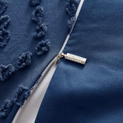 Image of Boho Bedding Queen Duvet Cover Set - Tufted Double Brushed Boho Duvet with Zipper Closure, 1 Queen Size 90x90 Inches and 2 Pillow Shams