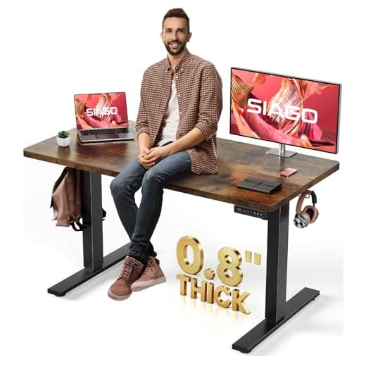 SIAGO Electric Standing Desk Adjustable - 48 x 24 Inch Sit Stand up Desk with 0.8 Inch Thick Tabletop - Adjustable Height Table with 3 Memory Preset, Cable Management for Home Office