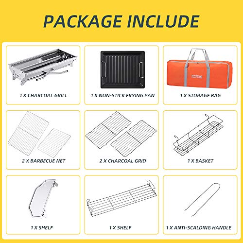 Portable Charcoal Grill,Outdoor Bbq Grill For Christmas Picnic, Thanksgiving Family Gathering And Backyard Barbecue,With Storage Bag & Non-Stick Frying Pan #TOP2
