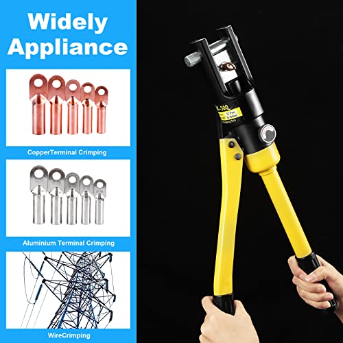 Miniatura 5 de Hseamall Herramienta De Crimpado Hidráulico De 16 T, 13 Matrices, Terminación De Batería Eléctrica, Crimpadora Hidráulica De 8-300 Mm