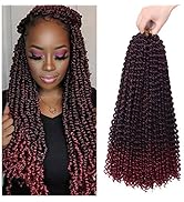 Burgundy Passion Twist Hair 18 Inch Water Wave Crochet for Passion Twists 6Pcs Long Bohemian Hair...