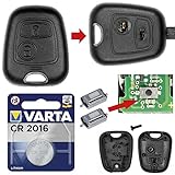 Auto Schlüssel Funk Fernbedienung 1x Gehäuse + 2X Mikrotaster + 1x CR2016 Batterie kompatibel für Citroen C1 C2 C3 Peugeot 107 Toyota Aygo