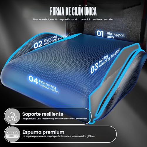 Miniatura 6 de Bigzzia Silla Gaming, Silla Ergonómica De Oficina En Cuero Pu, Regulable En Altura Con Soporte Lumbar Y Reposacabezas, Respaldo Reclinable 155 , Silla Gamer Adulto Niño Gray