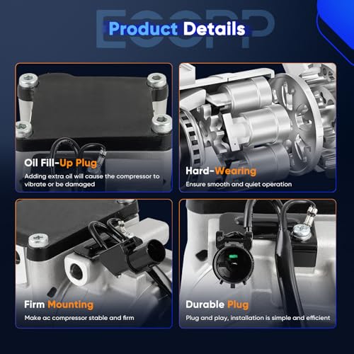 Image of ECCPP AC Compressor for Kia Spectra 1.8L 2001-2004 | for Kia Sephia L4 1.8L 2001 Fast Cooling AC Compressor with Clutch