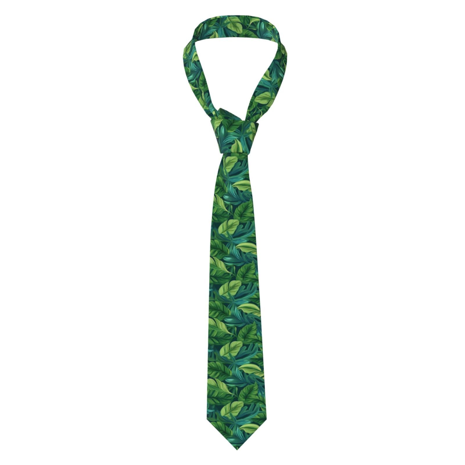 Men's Necktie WHJSSF tropical leaves Prints 57X3.1 inch Easy Care Polyester Tie for Suits, Weddings, Parties & Gifts