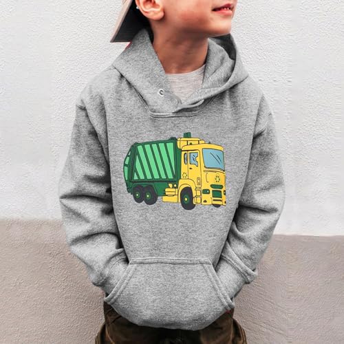 Sweat à capuche garçon imprimé camions : le pull hiver doux de 3 à 14 ans