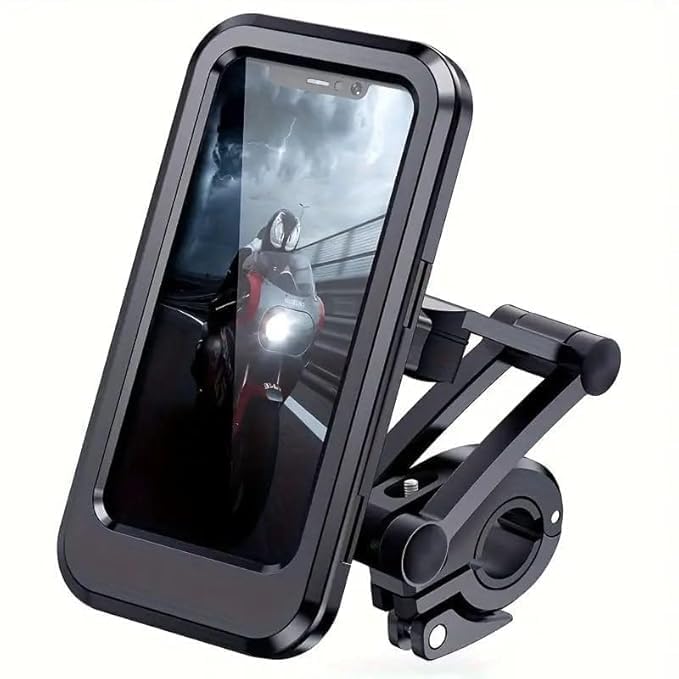 bike mobile stand for bike bicycle mobile holder 360° rotation adjustable gps navigation motorcycle holder with waterproof tpu touch-screen charging adjustable (black pack of 1)