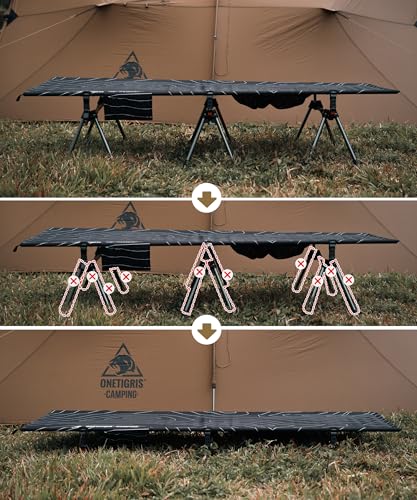 OneTigris SUPRANUBIS Feldbett klappbar 190×70 cm, tragbar Campingbett faltbar leicht, Klappbett Camping bis 150 kg für Zelt, Outdoor… – Ansicht 6
