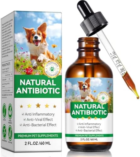 Natürliche Antibiotika für Hunde 60ml, Antibiotika für Hunde, Hund Antibiotika, juckende Haut Relief, Unterstützt Allergie Relief, Hund Antibiotika für Haut-Infektion-Bacon Flavor