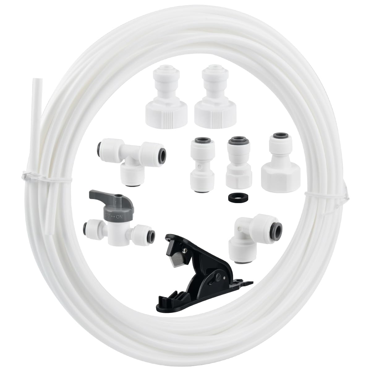 11pz Tubo Frigorifero Raccordi per Osmosi Inversa,Kit di Collegamento Universale 15M Tubo Frigorifero Acqua,Raccordi per Tubo Frigorifero per Gelati Frigoriferi, Umidificatori Depuratore Acqua