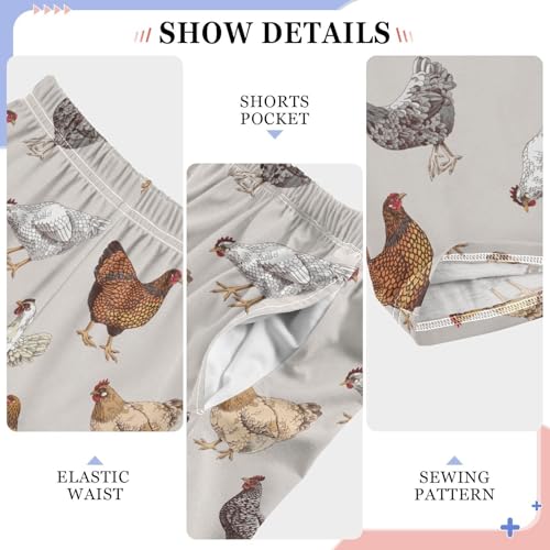 ZZXXB Cartoon Cock Hen Boys Long Pants Soft Trousers Elastic Waist Kids Lounge Bottoms with Pockets S-XL4