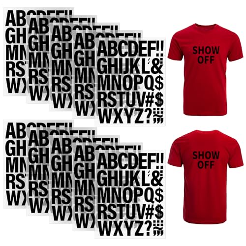 Image of 10 Sheets 440 Pieces Iron on Letters for Clothing, 2 Inch Heat Transfer Letters, Black Iron on Vinyl Letters with A-Z PU Alphabets Sticker for Fabric, Jersey T-Shirt Printing DIY Craft