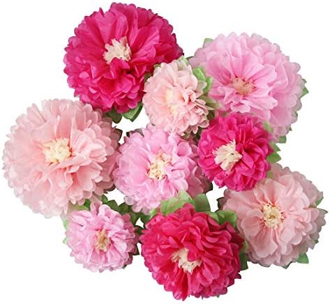 Mybbshower Pink Paper Flower Wedding Centerpiece Birthday Party Backdrop Nursery Room Wall Home Decoration Pack of 9