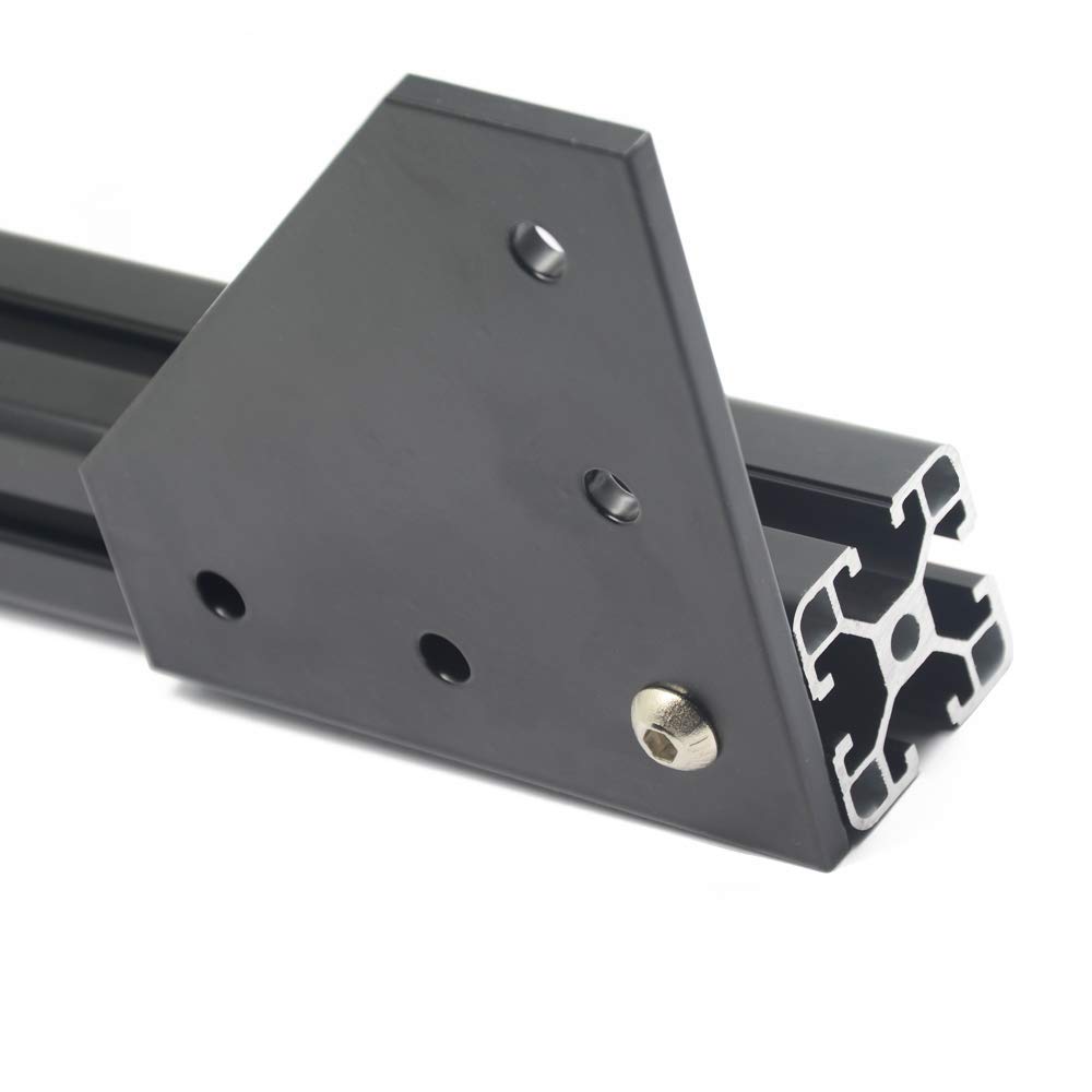 Iverntech4Pcs Black L Shape Corner Bracket Outside Joint Board Plate with 20Pcs M8 T-Nuts+20Pcs M8 Screws +1Pcs Wrench for Standard 8mm Slot 4040 Series Aluminum Extrusion Profile