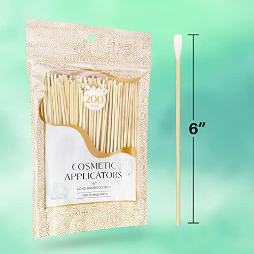R-NEU 200 Long Bamboo Cotton Swabs, 6 Inch 100% Biodegradable Cotton Swabs for Makeup, Cleaning, Home, and Baby Care (200 Count) - Thumbnail 2
