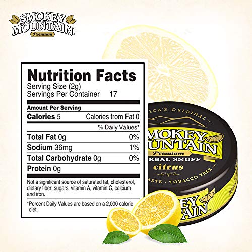 Smokey Mountain Herbal Snuff - Citrus - 10-Can Box - Nicotine-Free and Tobacco-Free - Thumbnail 3