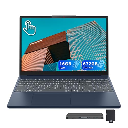 Image of Lenovo IdeaPad Slim 3i 15.3 inch WUXGA Touchscreen Laptop, Intel Core 5 210H, 16GB DDR5, 672GB Storage(512GB SSD+160GB Docking Station Set), Intel Graphics, Backlit Keyboard, Number Pad, Windows 11, Blue