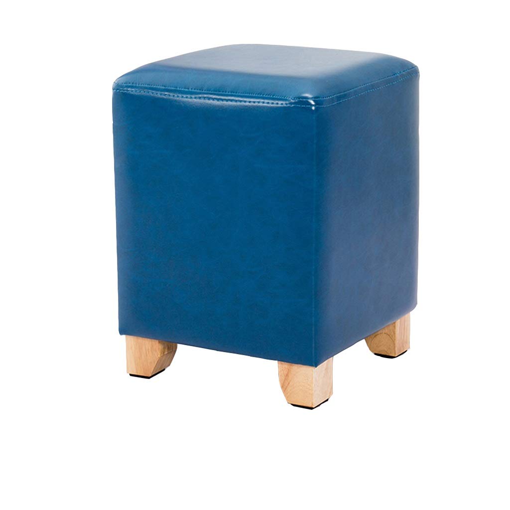JJXZM Footstool Square Round Ottoman Foot Stool Pouffe Leisure Sofa Bench Blue Retro Leather Cover Footrest Pier (Size : 30x30x40cm)