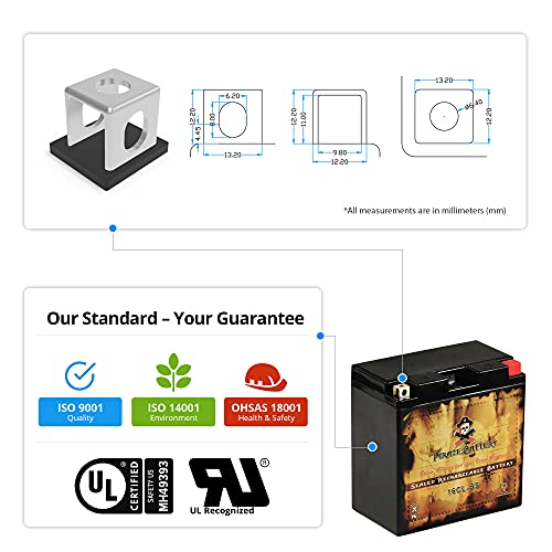 Image of Pirate Battery YB16CL-B 12 V 240 CCA AGM - Maintenance-Free 19 Ah Battery for Jet Ski, ATV, Snowmobile, Motorcycle - T3 Nut & Bolt Terminal - Fits Sea-Doo GTI & Yamaha WaveRunner VX
