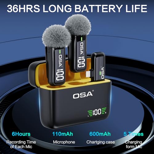 OSA Microfono Wireless da 2 Pezzi per iPhone iPad