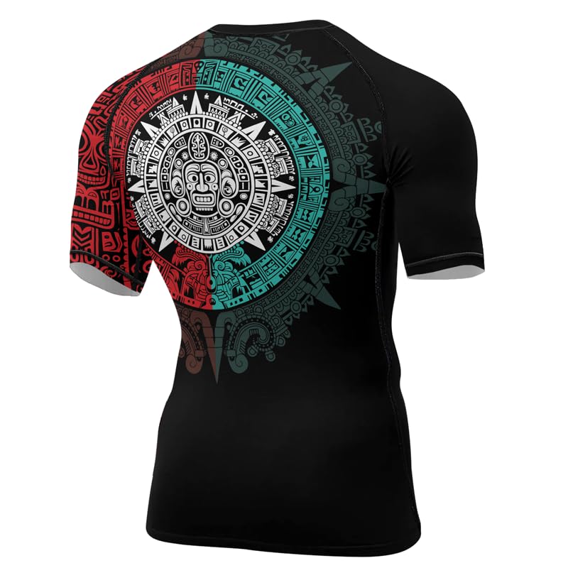 Aztec Rash Guard Shirt Short Sleeves Baselayer Skins Performance Fit Compression MMA BJJ Jiu-Jitsu Workout3