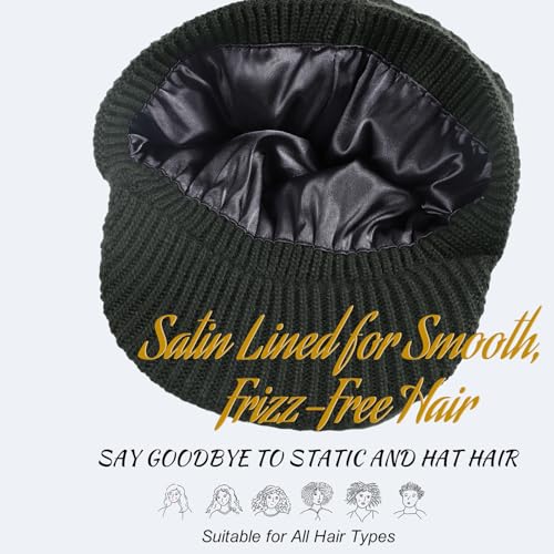 Gorro de invierno para mujer con forro de satén miniatura 3