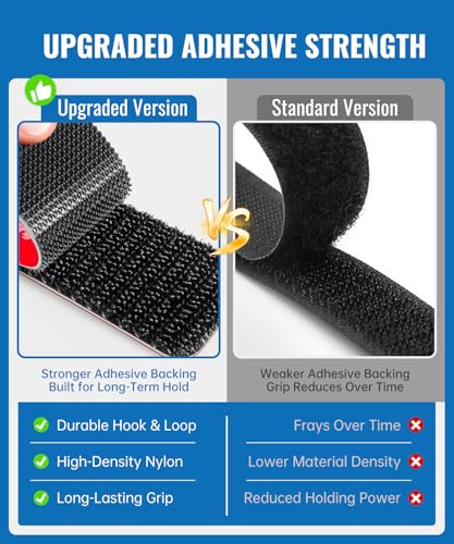 Cosygo 8 Sets Black Heavy Duty Hook and Loop Strips with Super Adhesive, Heat Resistant Waterproof, Keep Car Floor Mats Sofa Cushion in Place, Outdoor Indoor Use, 3.2x1.2 Inch — view 5