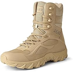 Botas De Trabajo Militares Botas militares para hombre desierto ejército combate patrulla táctica con cremallera de cuero Jungle Army Botas Senderismo Montañismo Offroad Pesca Caza, 71 Beige, 41 EU
