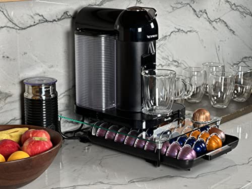Nifty Solutions Glass Top Coffee Pod Capsule Drawer - Compatible With Nespresso Pods, 40 Large Or 52 Small Pod Capsule Holder #TOP1