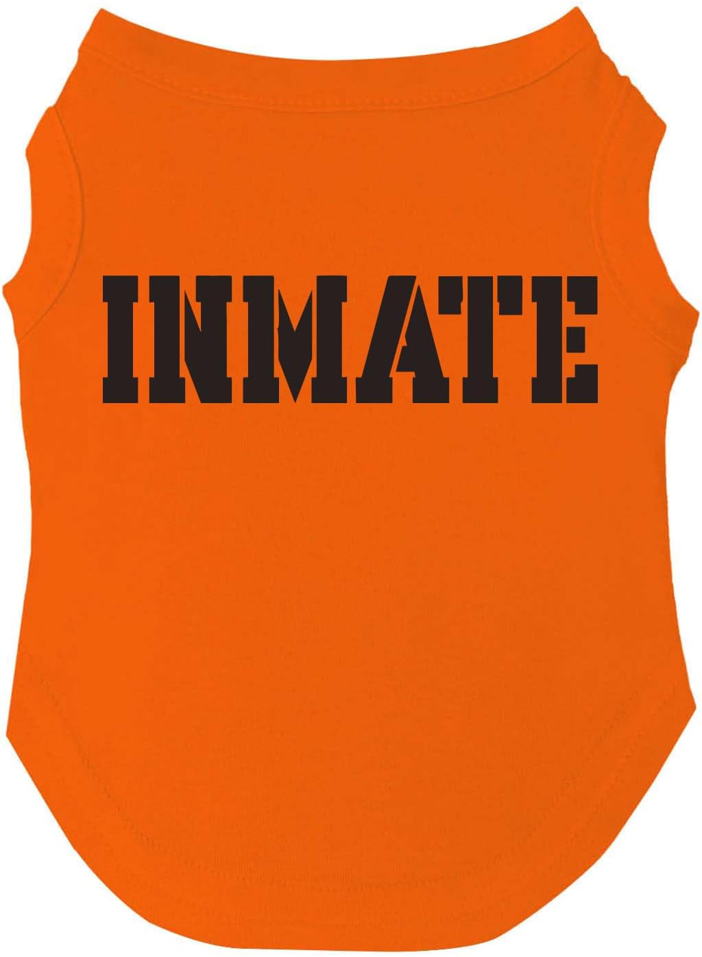 Inmate Costume Dog Tee Shirt | Sleeveless Breeds | Halloween | Jail Outfit | Funny |Orange, 5X-Large 1386