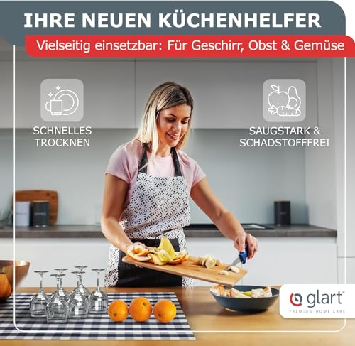 Foto von Glart 48KV1 Geschirrtücher Set – 5 Stück à 50x70 cm – 100 % Baumwolle – 300 GSM – Oeko-TEX zertifiziert – Lila kariert – Küchenhandtücher spülmaschinenfest