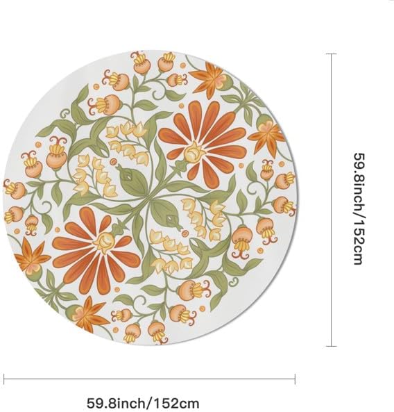 Miniatura 2 de Mantel de tela a prueba de derrames para interiores y exteriores, mantel para mesas redondas, pícnic y patio (flores de fantasía, 60 pulgadas)