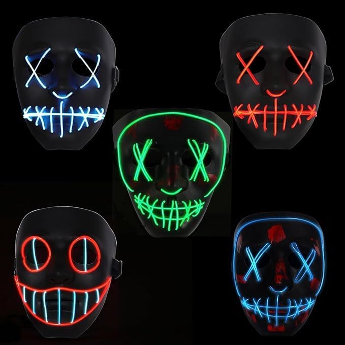 GameXcel Máscaras brillantes de Halloween, máscaras purificadoras de Halloween con LED para adultos, disfraces de Halloween, máscaras de fiesta de