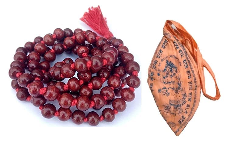 108 Beads Lal Chandan Mala for Mantra Jaap for Mens & Womens for Neck/Wrist with Jaap Bag for Puja Jaap-image-37