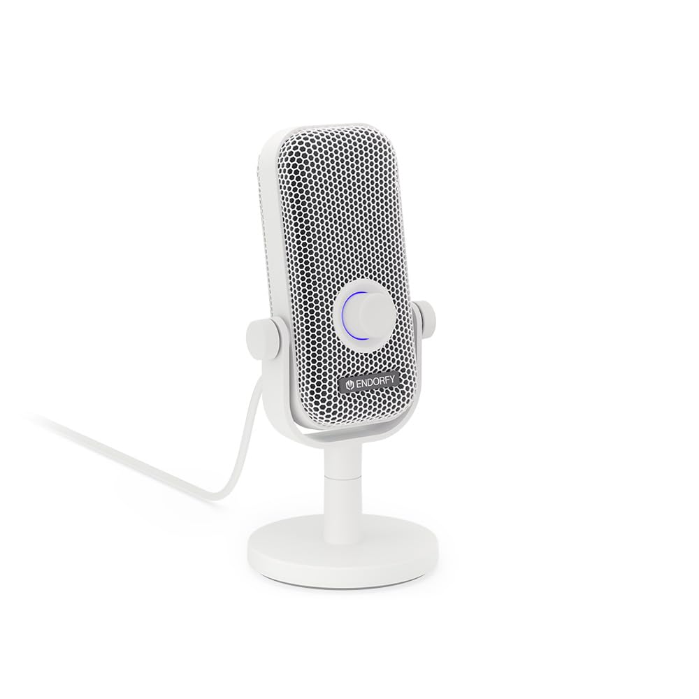 ENDORFY Solum Voice S Onyx White, Gaming Micrófono PC, Podcast Micrófono, Streaming Micrófono, Iluminación RGB, Micrófono USB Plug & Play, Botón Tap-to-Mute, Regulador Gain, Cardioide EY1B015