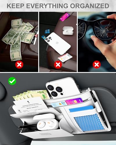 Image of FEDUS Premium Car Sun Visor Organizer CAR Organiser and Storage Car Document Holder, Sunglasses Holder for Car, car All New Accessories Multipocket Pouch Auto Interior Accessories for Truck, SUV, Van