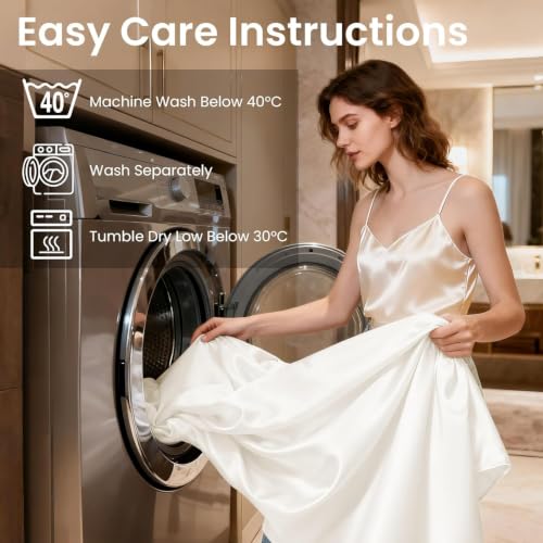 Image of Love's cabin Full Size Satin Sheet Sets - 4 Piece Ivory Silky Sheet Set Full with Deep Pocket, Luxury Silk Feel Bed Sheets Full Bedding Set (1 Flat Sheet,1 Fitted Sheet,2 Pillow Cases)